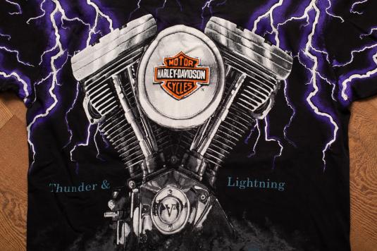 Harley Davidson Thunder And Lightning T Shirt M Vintage 1990s