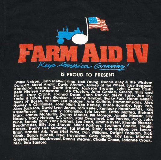 1990 Farm Aid IV Tshirt 2Sided Concert Tour Festival