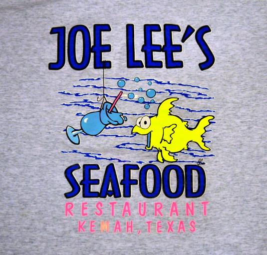 Vintage 90s Joe Lee's Seafood T-Shirt Sz XL Kemah Texas Neon