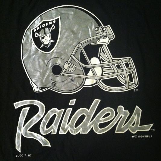 Vintage 1990 Los Angeles Raiders Nfl Football Helmet T Shirt 