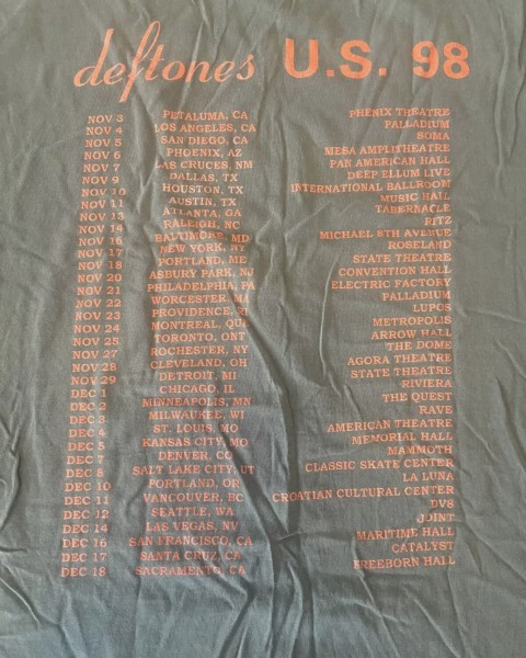 Deftones 1998 Around The Fur tour tee