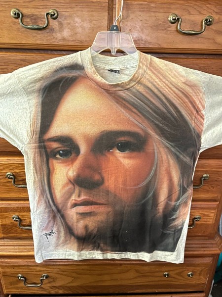 airbrushed nirvana t-shirt kurt cobain