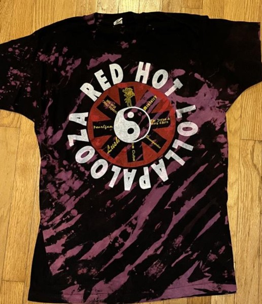 red hot chili peppers lollapalooza t-shirt front tie dye