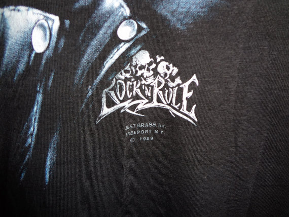 Satanic drummer 3d emblem shirt rock n rule just brass - Vintage T