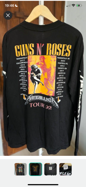 Metallica Guns N Roses 1992 Tour Long Sleeve Tee