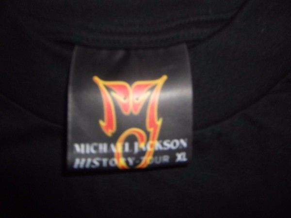 MJ History brand t-shirt tag