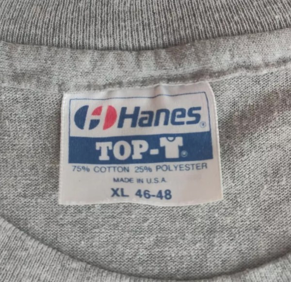 Rare hanes top-t blue bar tag