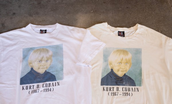 Two Kurt Cobain Memorial T-Shirts Giant Tags Comparison