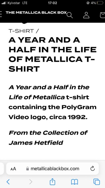 A year and a half in the life of metallica 1992 polygram video tshirt