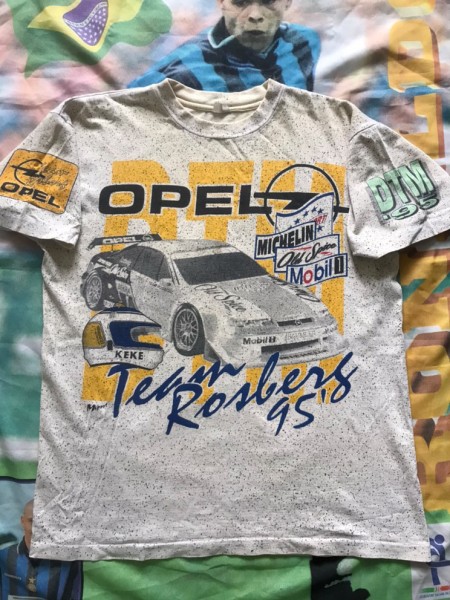 Opel team rosberg with Klaus Ludwig signs t-shirt 1995