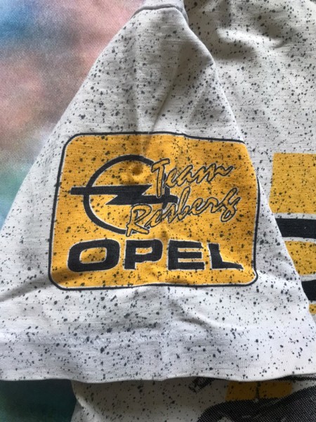 Opel team rosberg with Klaus Ludwig signs t-shirt 1995