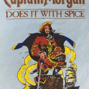 Vintage 80s Captain Morgan Spiced Rum Liquor Logo T-Shirt