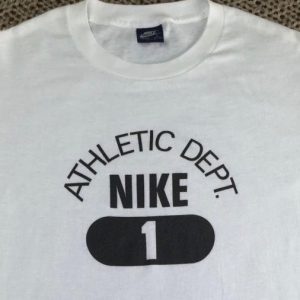 Vintage 80s Nike Athletic Dept Blue Tag Bright White T-Shirt