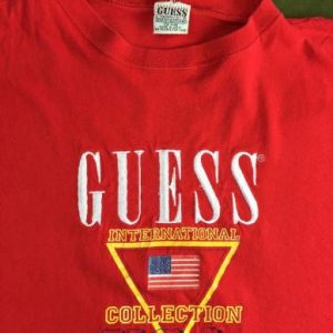 Vintage 80s Classic GUESS Georges Marciano Red USA T-Shirt