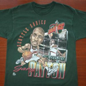 Gary Payton Seattle Sonics Shawn Kemp vtg 90s t-shirt L/XL