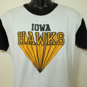 Iowa Hawks vintage 1980s white and black ringer t-shirt S/M