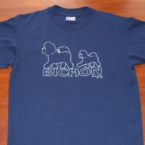 Bichon Dog 1992 vintage navy blue t-shirt Large