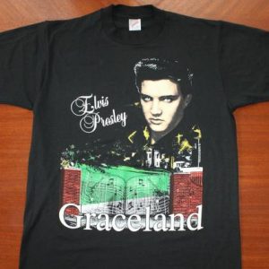 Elvis Presley Graceland vintage 1992 black Jerzees t-shirt L