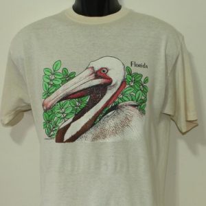 Florida Pelican 1989 vintage beige t-shirt Tall Medium