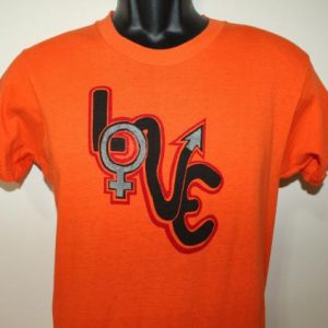 Love female male 70s hippie vintage orange t-shirt Tall XS/S