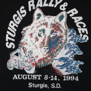 Vintage Sturgis Black Hills Motorcycle Rally 94 Wolf T-Shirt