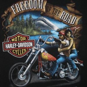 Vintage 3D Emblem Harley Davidson Freedom T-Shirt