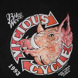 Vintage Daytona Beach Bike Week 1993 Vicious Cycles T-Shirt