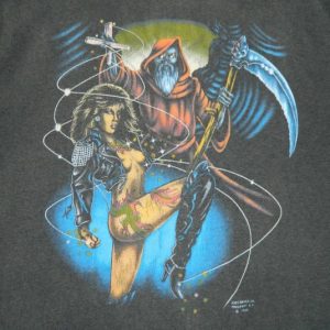 Vintage 80S FANTASY HEAVY METAL WOMAN WIZARD T-Shirt