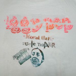 Vintage HAND SCREENED IGGY POP 80S TOUR T-Shirt XL concert