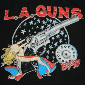 Vintage LA GUNS 1989 COCKED & LOADED Tour T-Shirt l.a. XL