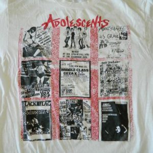 Vintage ADOLESCENTS 80S T-SHIRT TOUR BLACK FLAG CIRCLE JERKS