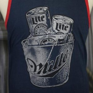 Vintage 80s Miller Lite Beer Two Tone Piping Tank Top