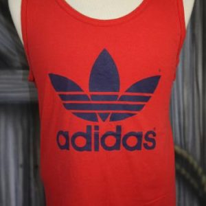 Vintage 80s Red Adidas Trefoil Athletic Tank Top T Shirt