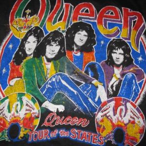 80s QUEEN TOUR OF THE STATES VINTAGE T-SHIRT FREDDY MERCURY