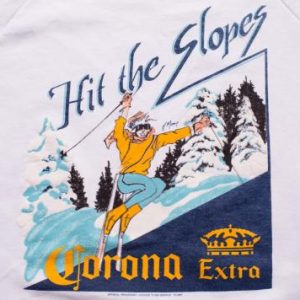 80s Corona Extra Beer "Hit the Slopes" Ski Sweatshirt Skiing