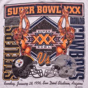 Super Bowl XXX T-Shirt, Dallas Cowboys, Pittsburgh Steelers