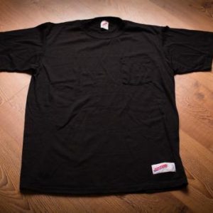 Jerzees Logo Patch Pocket T-Shirt, Branded Black Tee 80s-90s