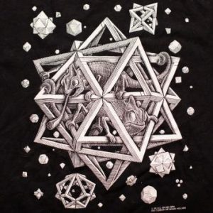 M.C. Escher "Stars" T-Shirt, Caged Chameleons, Vintage 90s