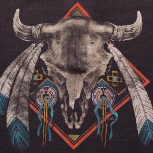 Buffalo Skull Shirt, Native American Indian Dreamcatcher 80s