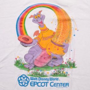 Vintage 80s Walt Disney Figment Rainbow T-Shirt Epcot Center