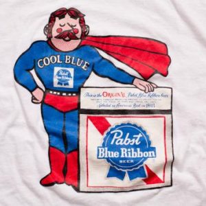 Pabst Blue Ribbon Beer T-Shirt, Cool Man Superhero, 80s Tee