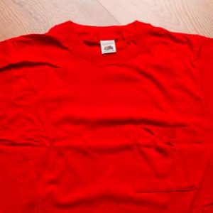 Fruit of the Loom Blank Pocket T-Shirt, S, Red, Vintage 80s