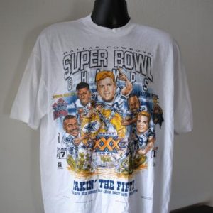 1996 Dallas Cowboys Vintage Super Bowl Caricature T-Shirt