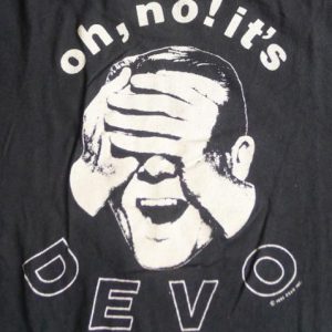 Vintage 1982 Oh No It's Devo Pop New Wave Band Black T Shirt