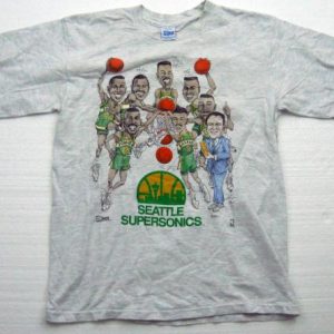 90s Vintage Seattle Supesonics Shawn Kemp Caricature T Shirt