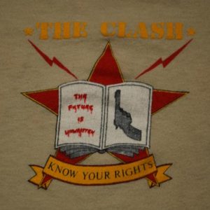 VINTAGE CLASH KNOW YOUR RIGHTS '82 AMERICAN TOUR T-SHIRT *