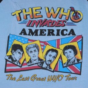 VINTAGE THE WHO INVADES AMERICA GREAT TOUR 1983 T-SHIRT *