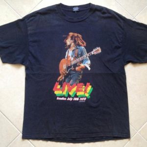 Vintage Bob Marley Live London 1975 t-shirt ZION Black XL