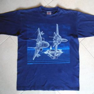 F-14 Tomcat Fighter Jet 1988 Blue ONEITA Made in USA XL