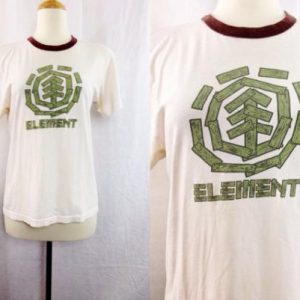 Vintage 90s ELEMENT Skateboarding Skater Ringer Tee T Shirt